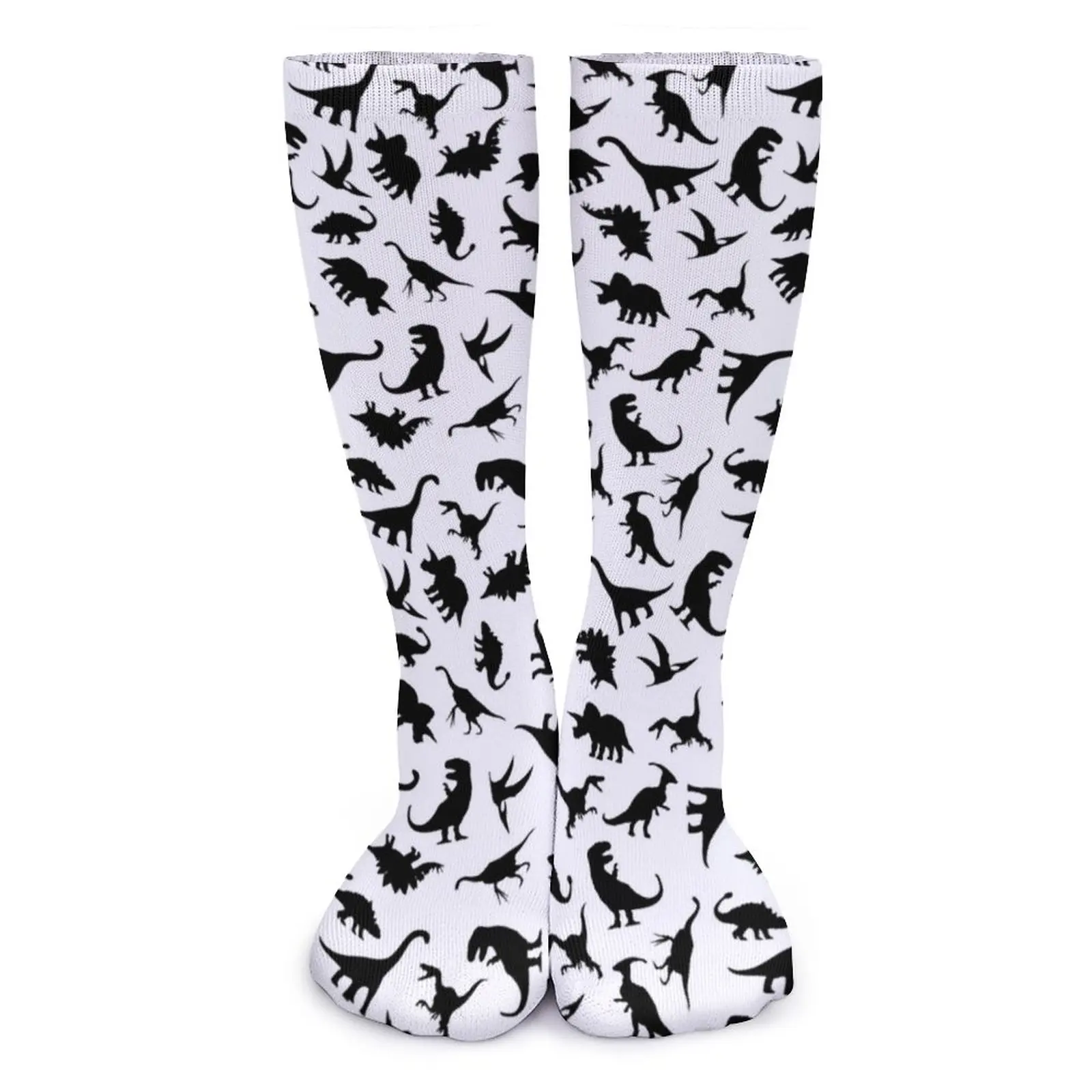 

Симпатичные носки с динозаврами, весенние черные белые чулки с рисунком динозавров, Модные Качественные Женские носки, спортивные носки для бега с защитой от пота
