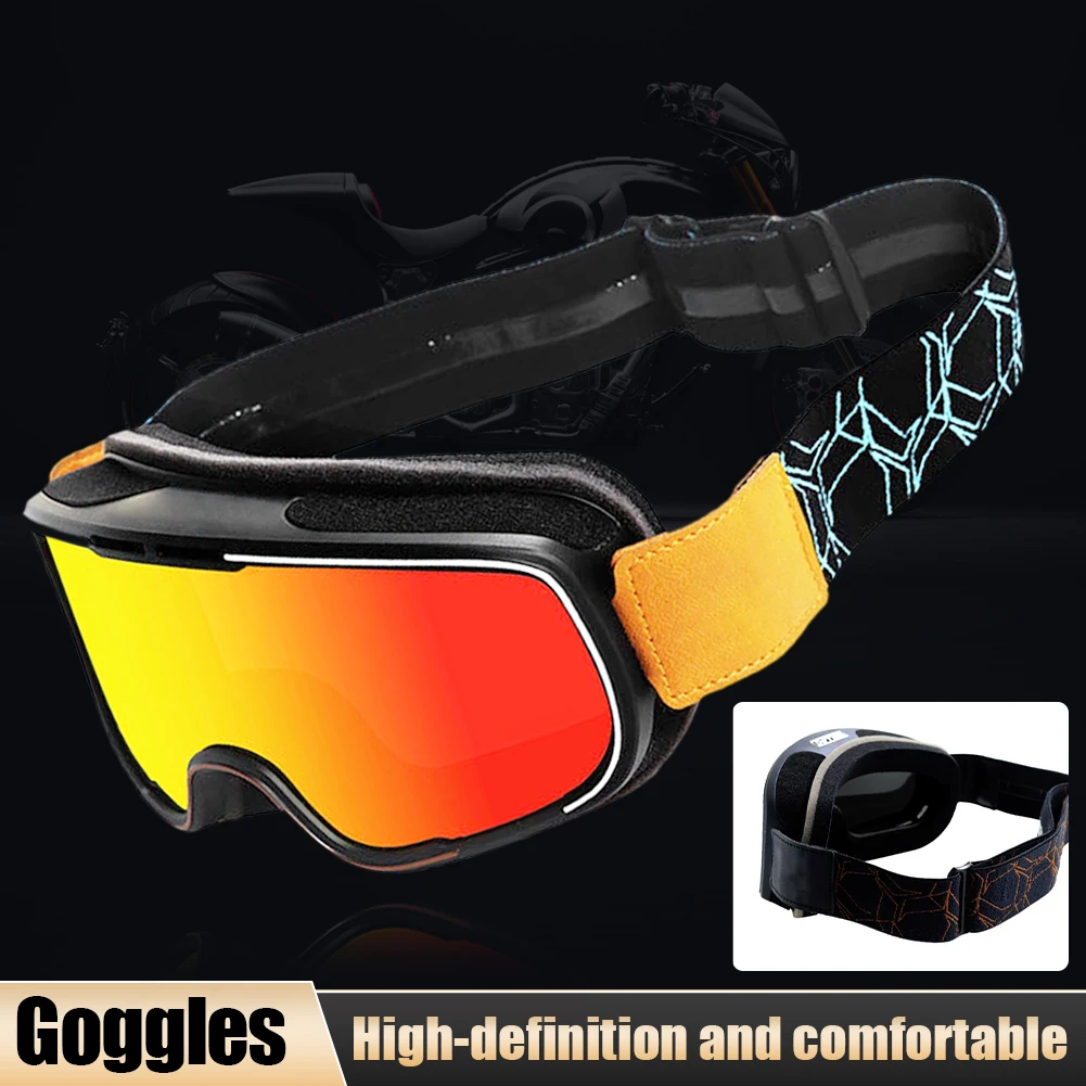 

Motorcycle Goggles Vintage Clear Lens Windproof Cycling Sun Glasses UV Protection Elastic Headband Helmet Goggles for Men Women