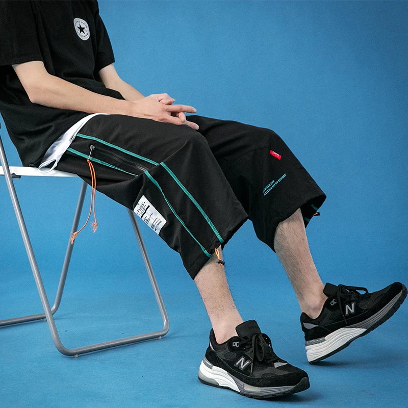 

Summer Side Zip Design Baggy Sweatpants Mens Korean Fashion Trends Oversized Streetwear Teenage Loose Tracksuit Casual Calf Pant