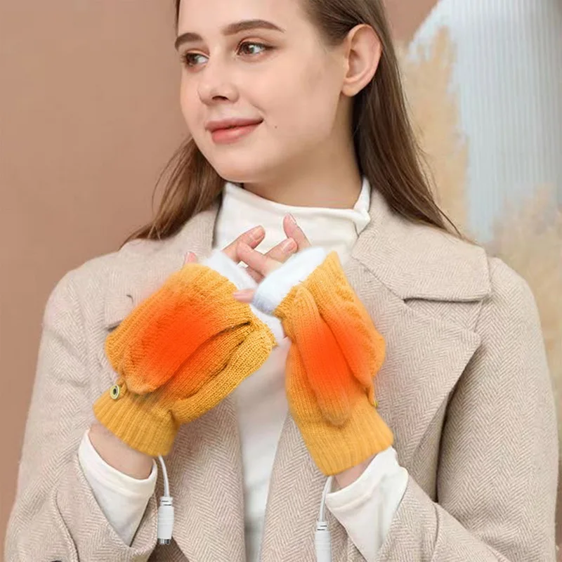 Перчатки с подогревом Usb зимние теплые термоперчатки перчатки пятью пальцами для