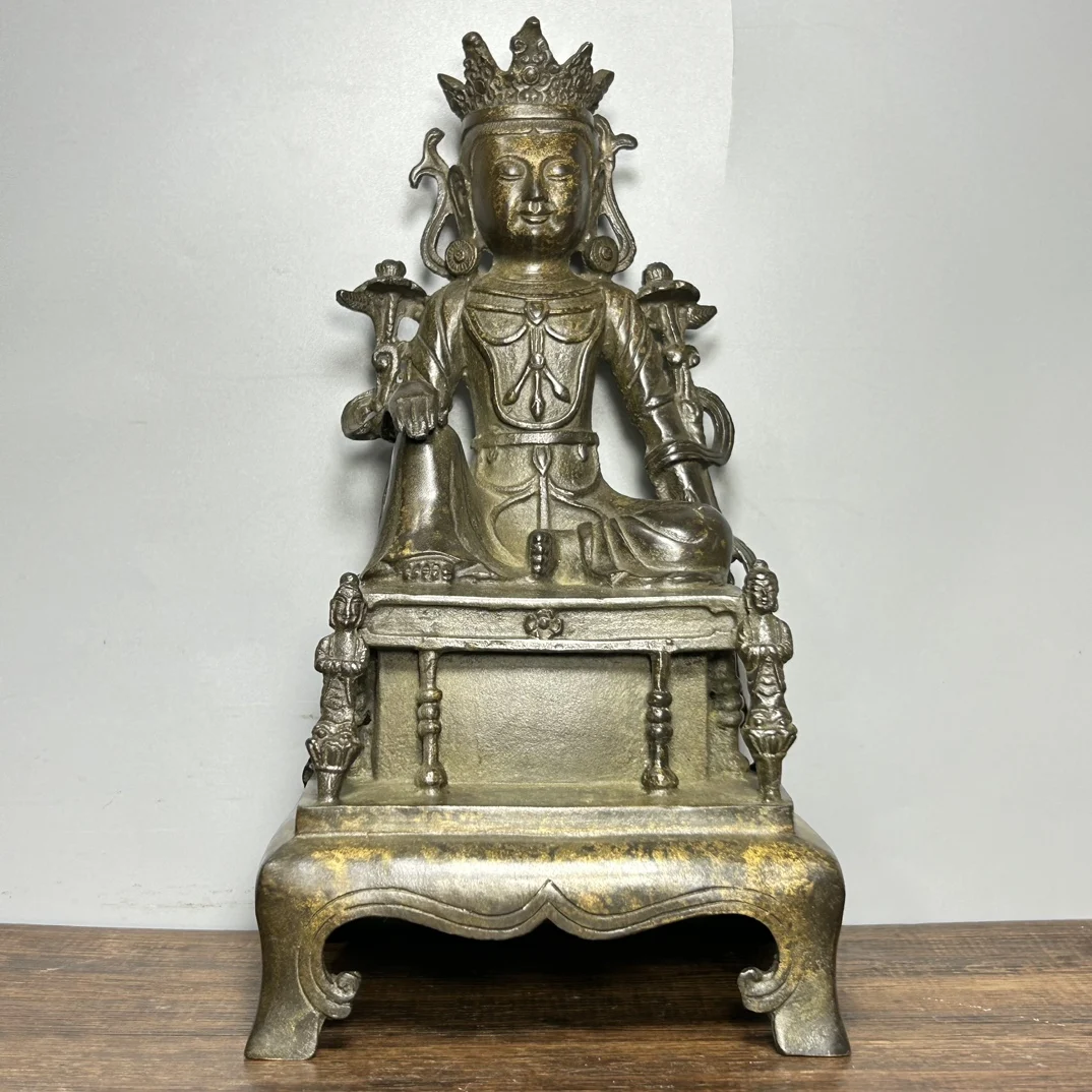 

LAOJUNLU Pure Bronze High Square Seated Tara Buddha Ornaments Chinese Traditional Style Antiques Fine Art Gifts Crafts