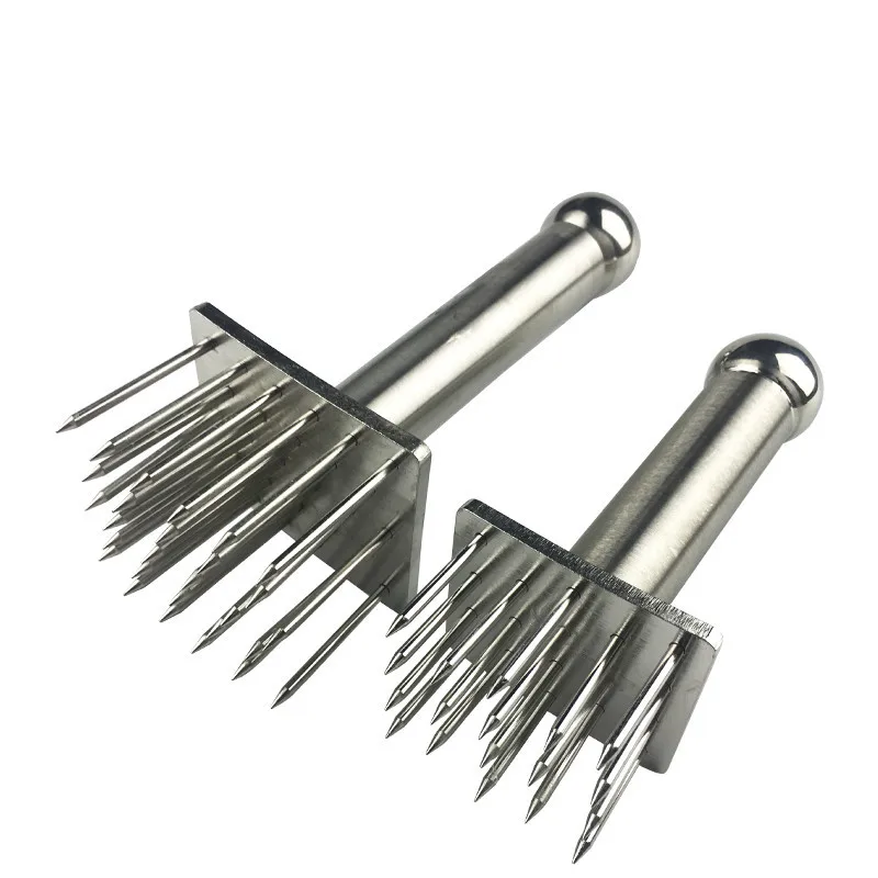 

Stainless Steel Meat Needles Meat Hammer Pounders Wooden Handle Profession Meat Tenderizer For Beef Tender Steak Kitchen Tools