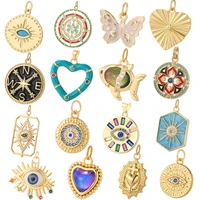 turkish evil blue eye heart charms for jewelry making gold color fish cross turco dijes diy bracelet necklace earrings