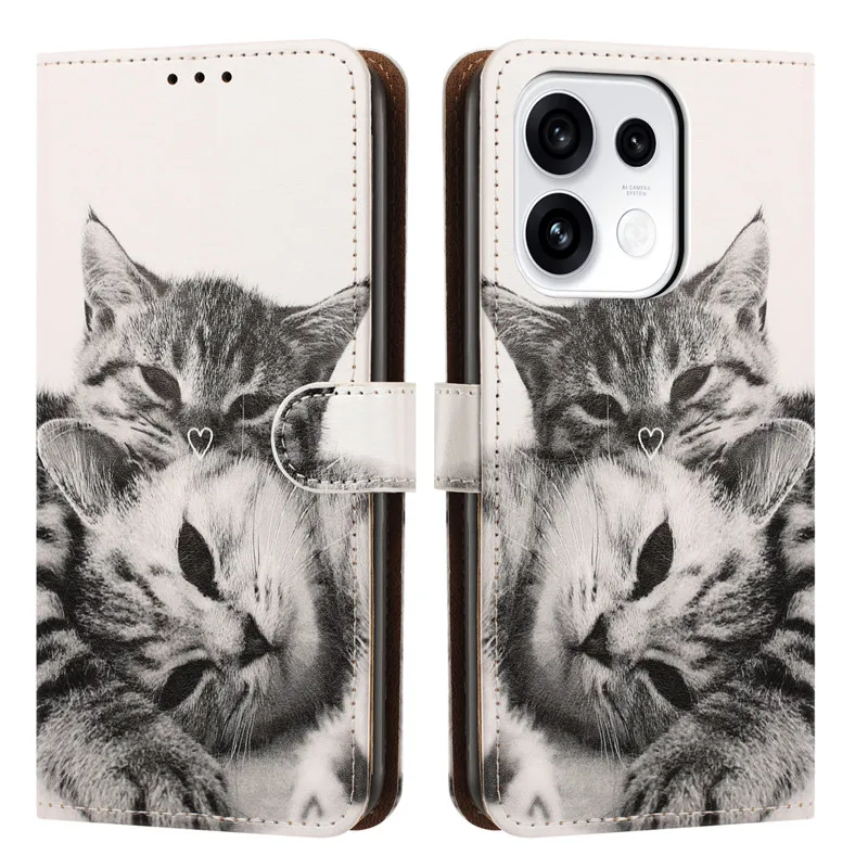 Фото Чехол с рисунком для OPPO Reno 16 16S 16F 15 15F 15C 14 13 F 12F 12 Pro Max 5G 4G, кожаный чехол-книжка с подставкой, милый цветочный дизайн №4