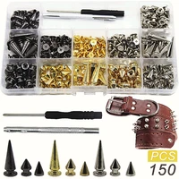 150 sets punk rivets buckles installation tools tapered alloy screw base clothing bags shoes jackets accessories diy buttons