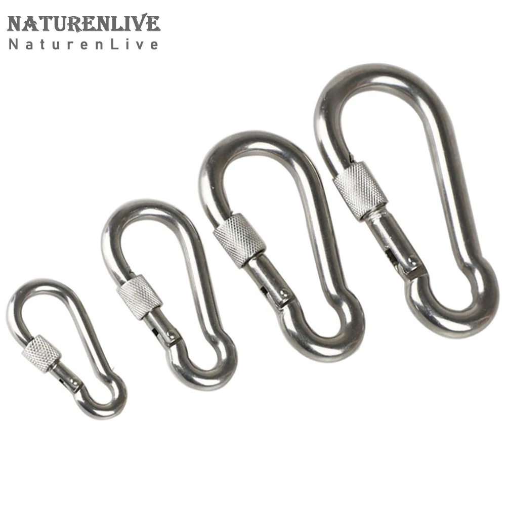 

6pcs 4pcs 2pcs Multifunctional Spring Snap Carabiner 304 Stainless Steel Quick Link Locking Ring Hook Safety Snap Buckle M8 M9