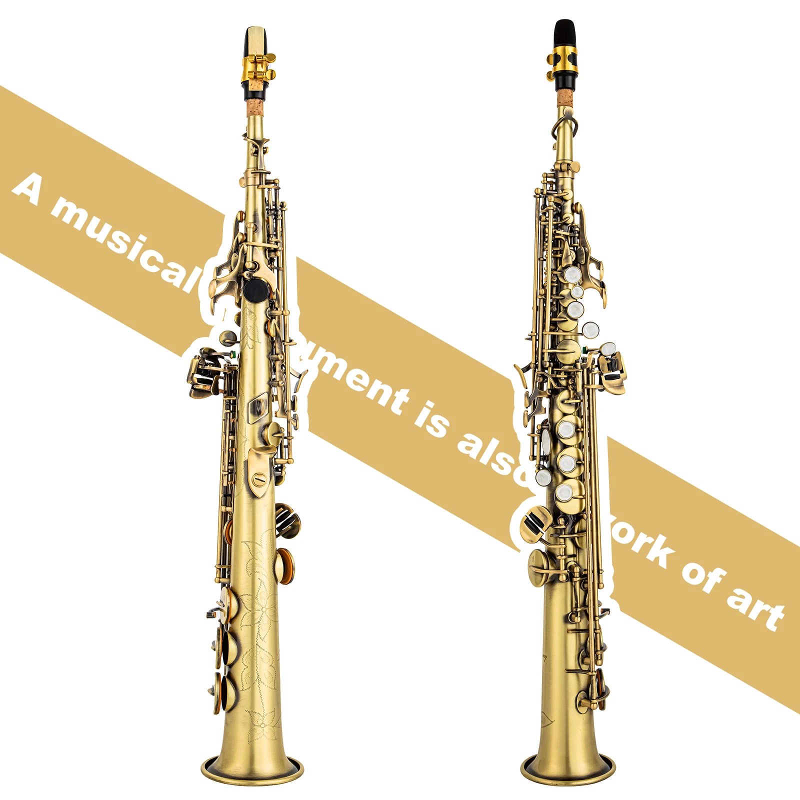 Японский искусственный саксофон-сопрано с искусственным покрытием из античной