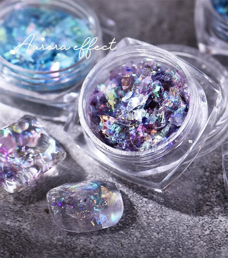 

Diy Nails Glitter Aurora Sequins 6 Colors Gold Silver Fragments Nail Art Decoration Gel Nail Polish Decor Manicure