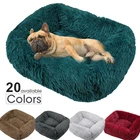 Однотонная квадратная кровать для собак, Длинные Плюшевые лежанки для маленьких, средних и больших питомцев, Супермягкие зимние теплые спальные коврики для собак и кошек