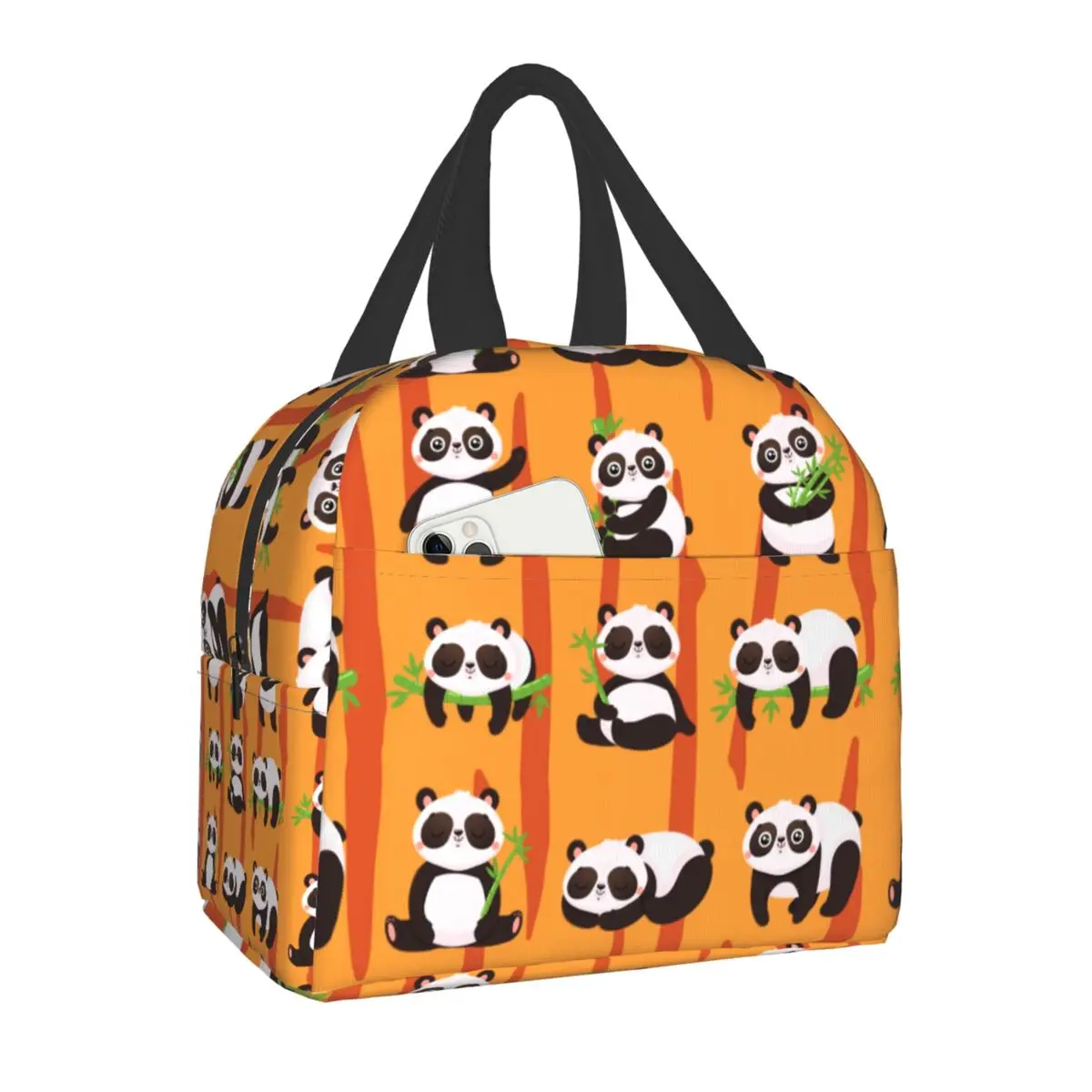 

Panda Bear Insulated Lunch Bag for Women Portable Thermal Cooler Lunch Box Office Work School Warm Food Storage Bags