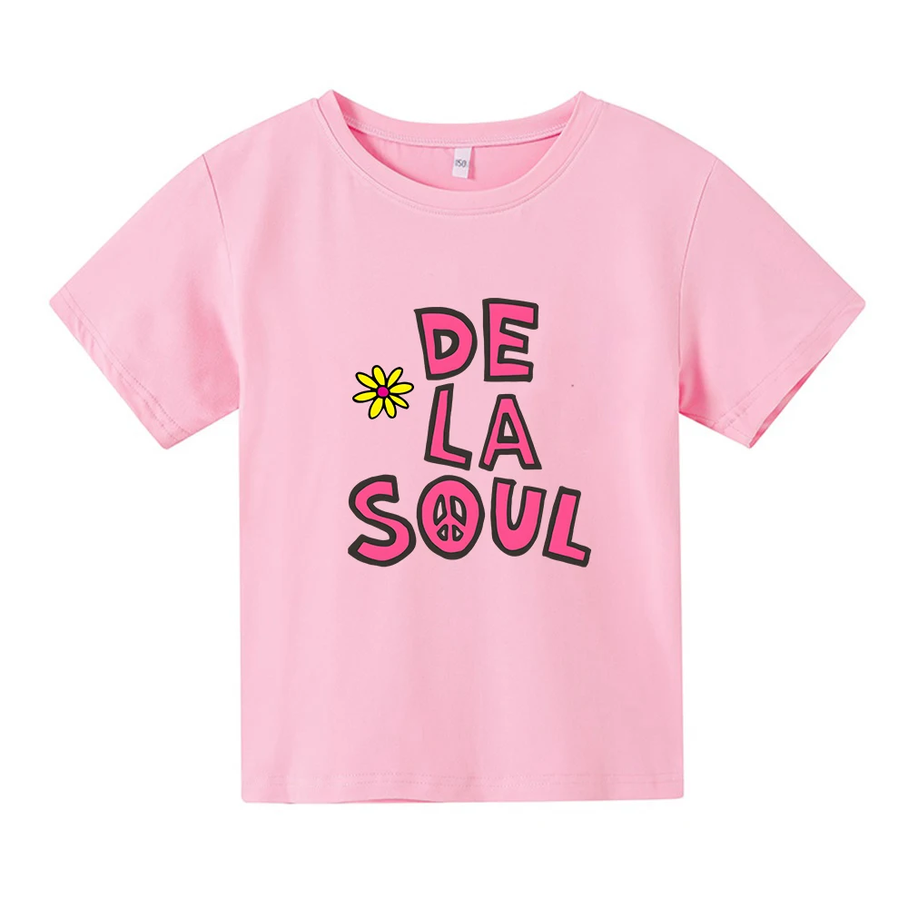 

Футболка с музыкальной группой De La Soul, летние мягкие футболки для мальчиков и девочек, футболка с милым мультяшным принтом, Детская футболка из 100% хлопка