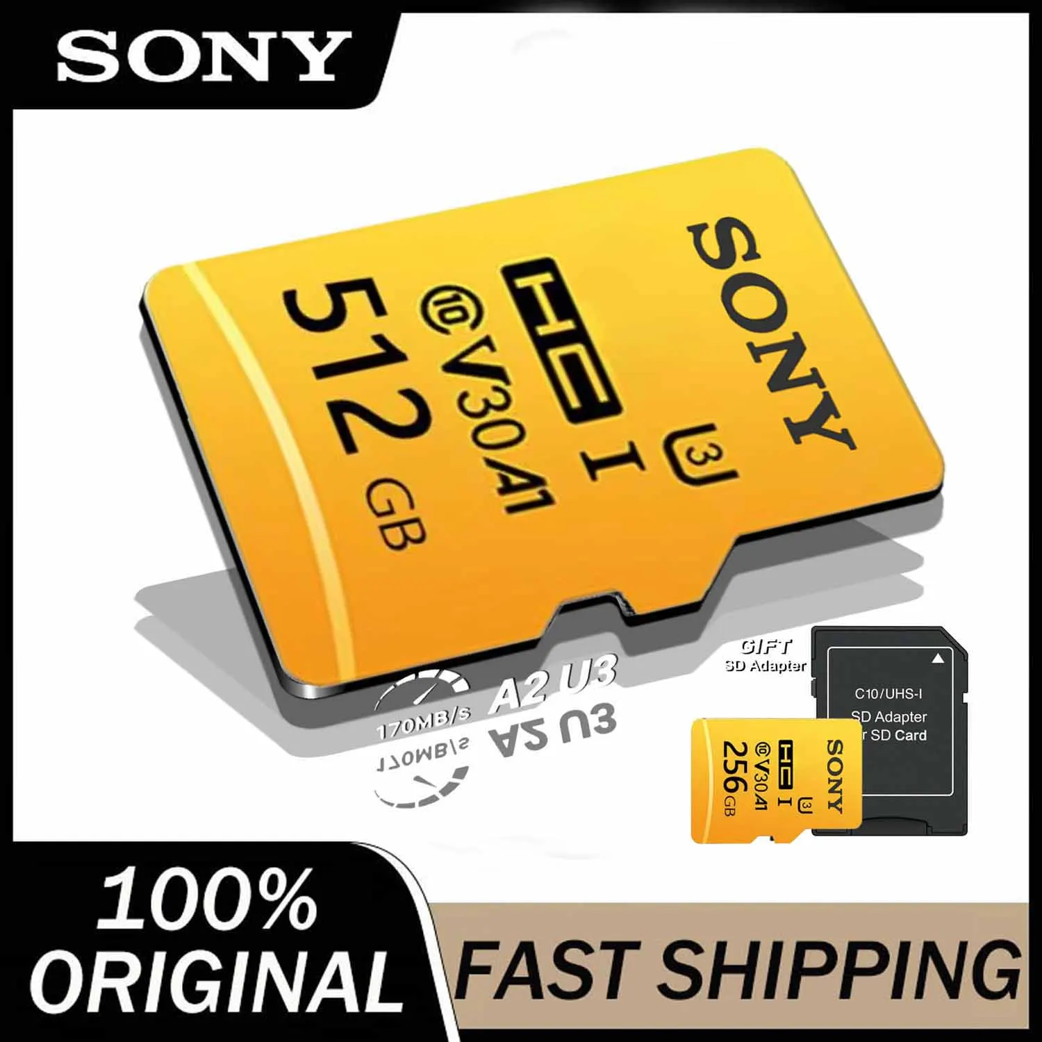 Фото Карта памяти SONY Micro SD C10 TF Flash 512 ГБ 128 ГБ 256 ГБ 64 ГБ Mini SD TF-карта с устройством чтения карт для цифрового хранения №1