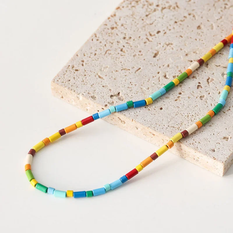 Draweye Colorful Beads Necklaces for Women Ins Fashion High Quality Chokers Jewelry Ethnic Chains Girls Necklace Bohemia