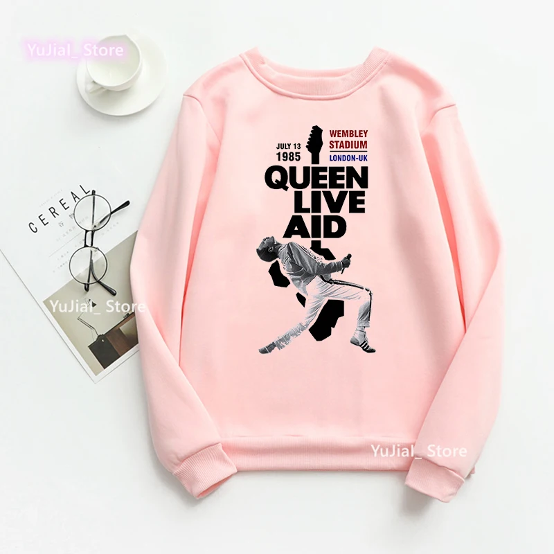 Vintage Freddie Mercury Graphic Print Sweatshirt Women'S Clothing The Queen Band Hip Hop Hoodies Femme Winter/Spring Tracksuit