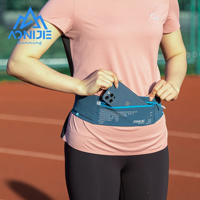 Aonijie Outdoor Comfortable Running Waist Bag Belt Hydration Fanny Pack Sports Pockets For Jogging Fitness Gym Hiking