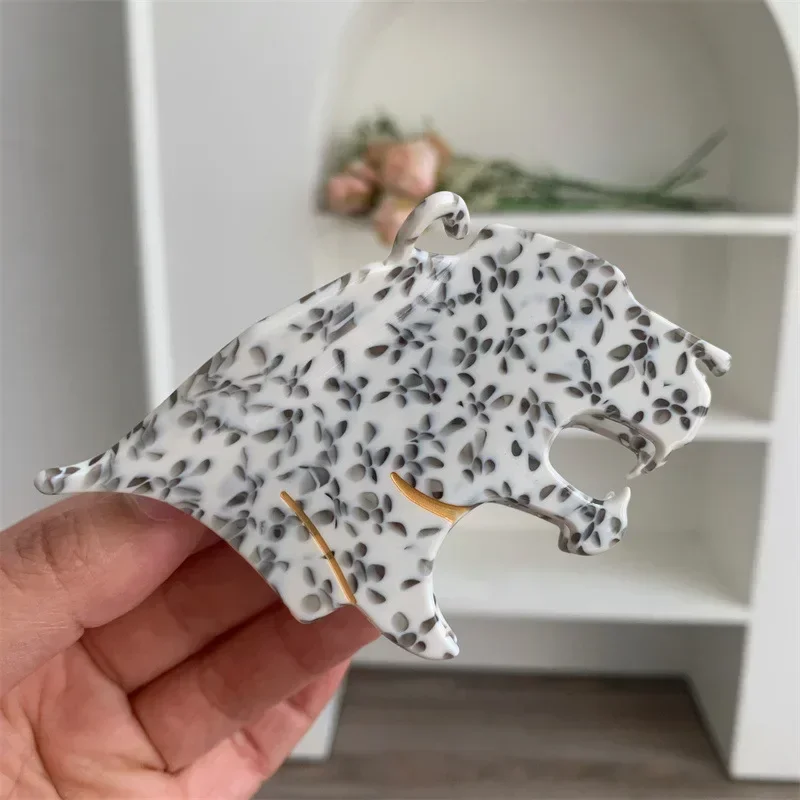 Креативный дизайн заколки для волос из ацетата с головой леопарда мультяшные