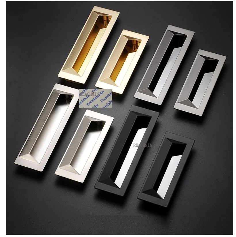 

4Pcs Zinc Alloy Recessed Finger Pull Futniture Cabinet Cupboard Closet Sliding Door Brushed Gold Nickel Grey Matte Black