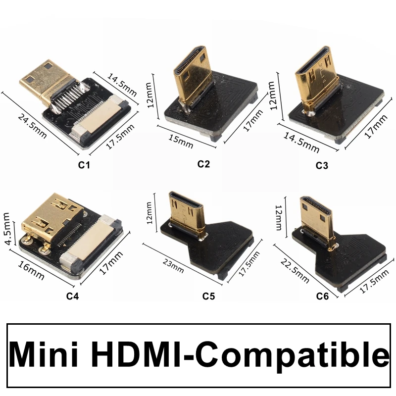 FPV Micro Mini HDMI-совместимый адаптер 90 градусов 5 см-80 см FPC плоский кабель HDTV шаг