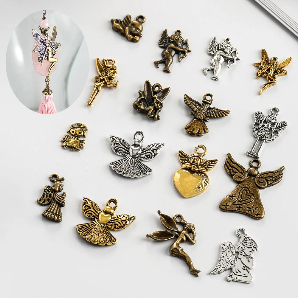

Retro Angel Collection Ancient Silver Alloy Pendant Jewelry Handmake DIY Necklaces Bracelets Accessories