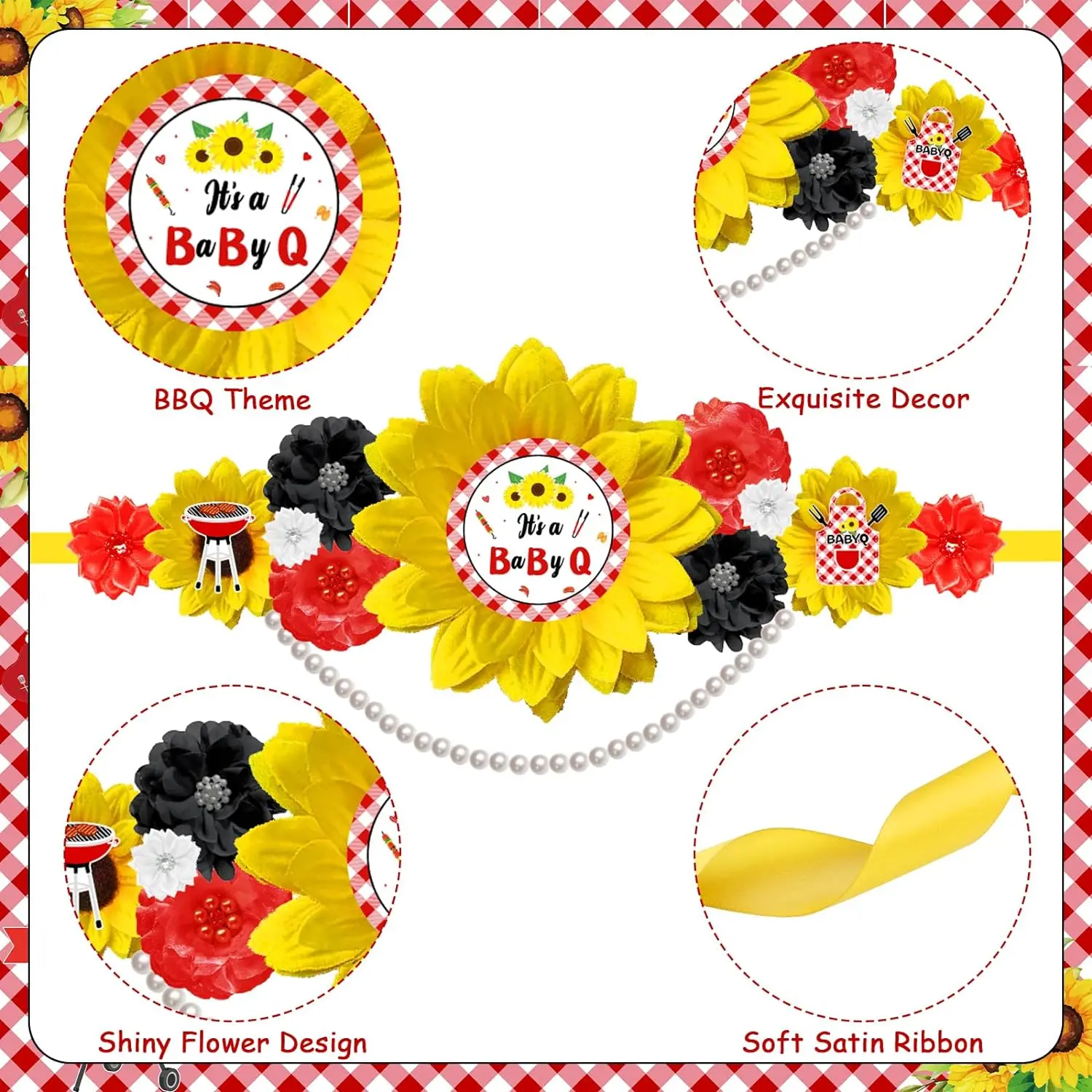 Барбекю детский душ пояс для беременных Цветочный Пояс живота и мамы корсажа