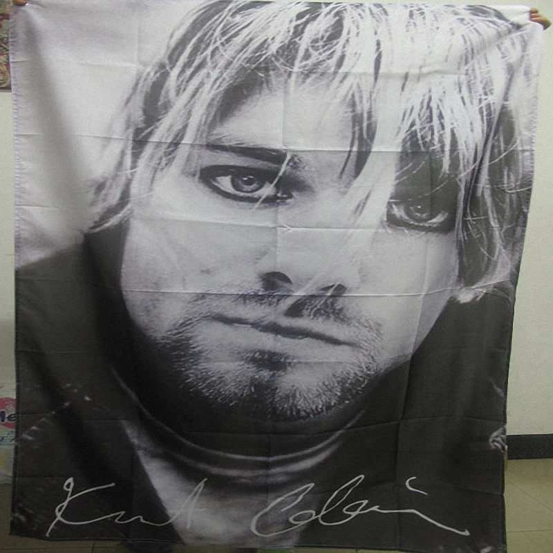 

Kurt Cobain Rock Music Band Team Logo Cloth Poster Banners Four-Hole Flag Concert Wedding Banquet Music Party Decoration