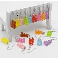 cute bear originality statement minimalist dangle earring jelly gummy bears pendant drop earrings ear studs stud earings women