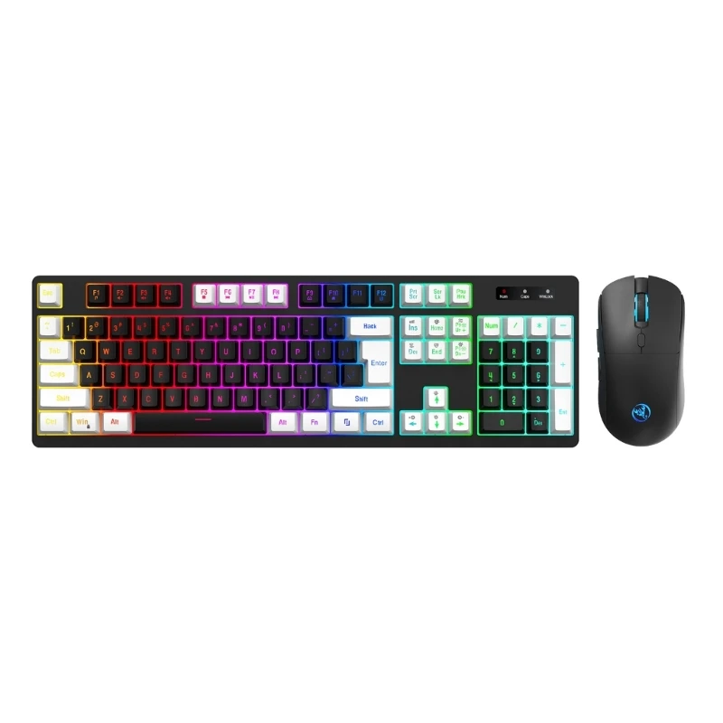 

L98 беспроводная клавиатура и мышь, 104 клавиши, 2,4 ГГц, перезаряжаемая клавиатура с мышью, 1600dpi, цветная игровая RGB подсветка