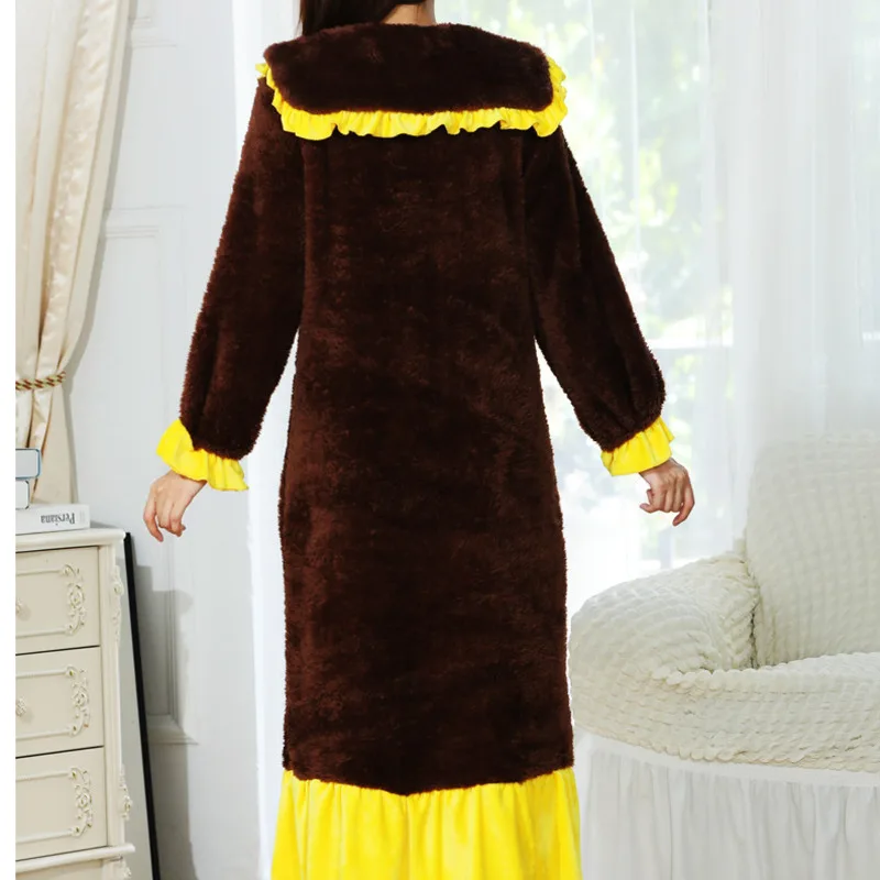 Winter Long Robe Women Fleece Warm Long Sleeve Thick Bathrobe Gown Homewear Sleepwear Autumn Soft Fleece Robes Thermal Plus SIze