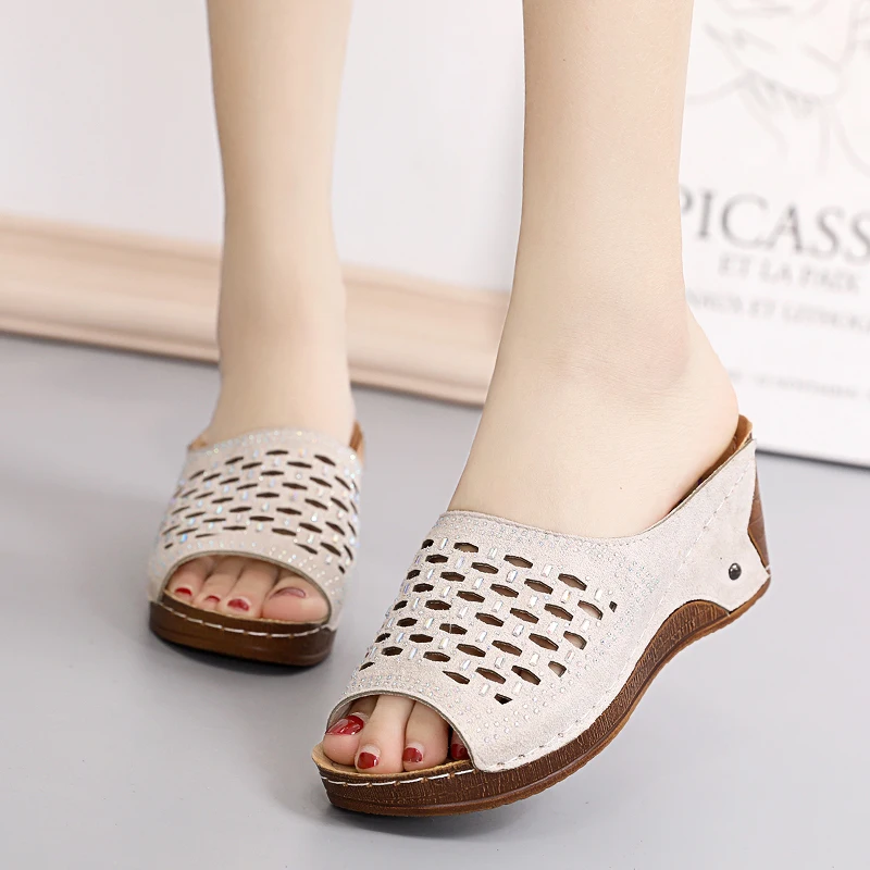 

Women Beach Sandals Peep Toe Wedge Shoes Woman Thick Bottom Elegent Slipper Women Sandals Heel Wedge Casual Ladies Sandals Shoes
