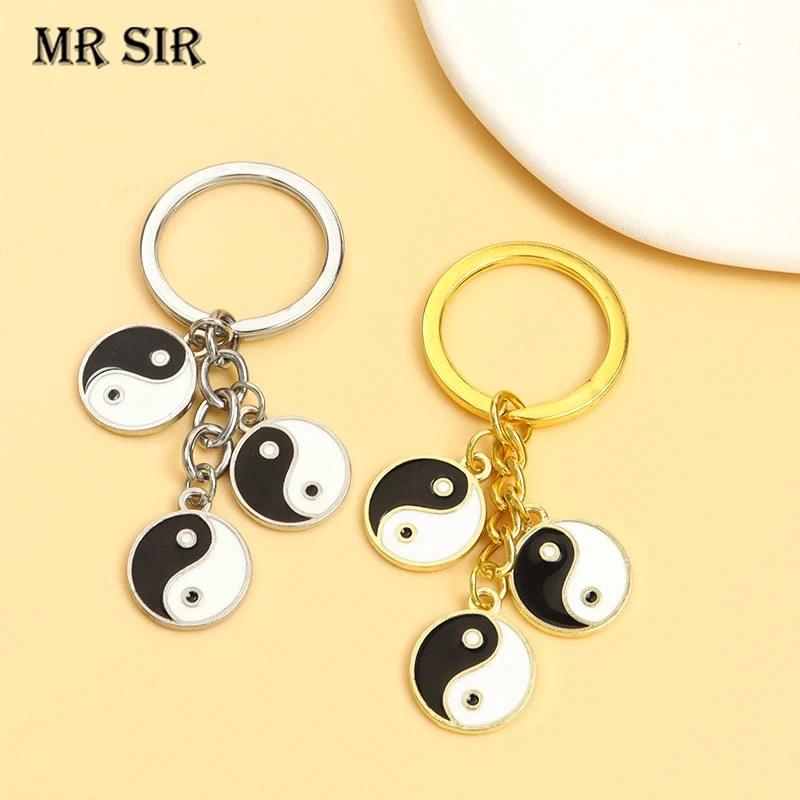 

Enamel Yin Yang Keychains Tai Chi Bagua Alloy Pendants Keyrings for Women Men Bag Car Key Holder Trendy Jewelry Gifts Wholesales