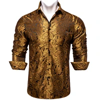 luxury golden shirt for man party men shirts fashion man club wear floral wedding formal long sleeves shirt for male free ship