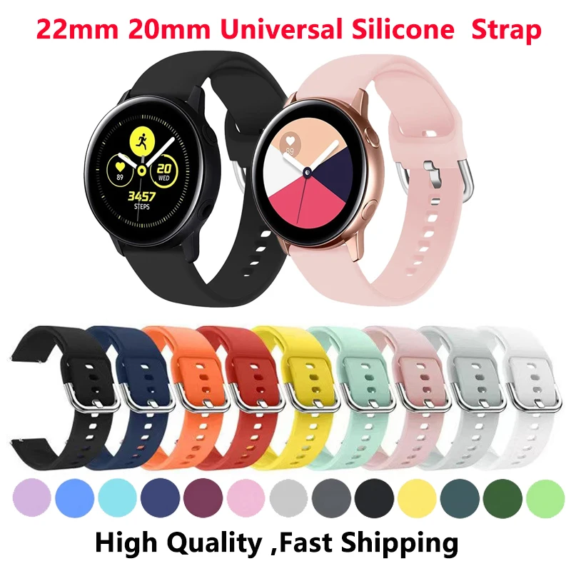 

Силиконовый ремешок для наручных часов, универсальный браслет для Samsung Galaxy Watch Huawei GT2 3 Amazfit GTR GTS COLMI P8, 20 мм 22 мм
