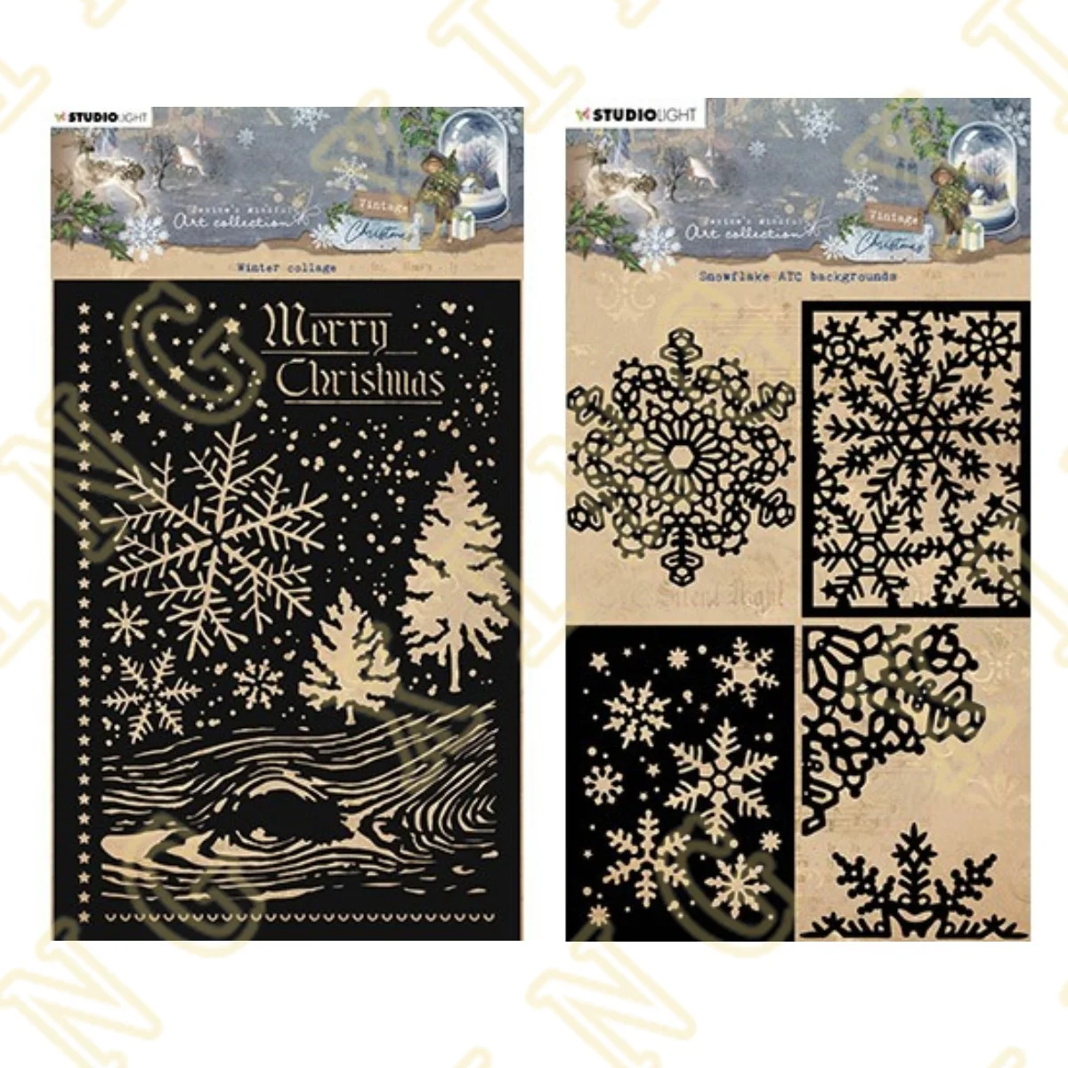 

Winter Collage Vintage Christmas Airbrush Painting Decor Stencils for DIY Scrapbooking Art Ablum Diary Stamp Crafts 2023 New