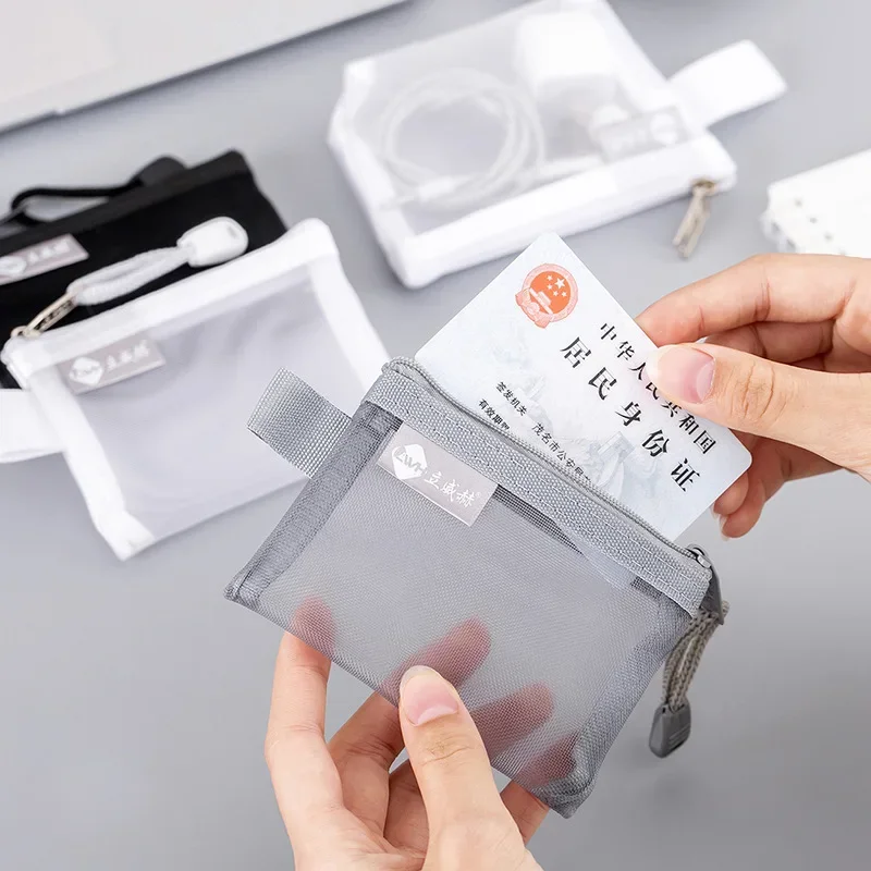 Милая мини-прозрачная сетчатая сумка для хранения идентификационная банковская