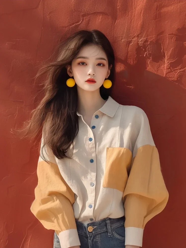 Шифоновая винтажная женская рубашка