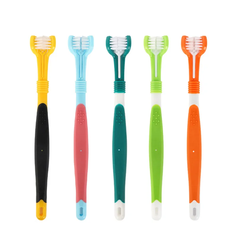 

Hot Selling Three Sided Pet Toothbrush Dog Brush Addition Bad Breath Tartar Teeth Care Dog Cat Cleaning Mouth Toothbrush