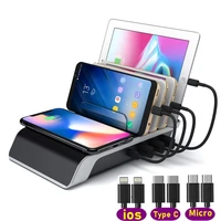 tongdaytech 45w multi 3 port usb wireless charger usb c charging station for smartphone iphone 11 12 pro max samsung ipad tablet