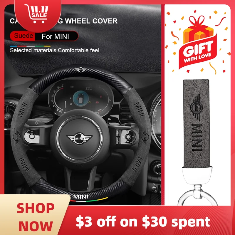 Чехол на руль автомобиля для Bmw MINI Cooper R53 R52 R50 R55 R56 Clubman Countryman Works замша углеродное