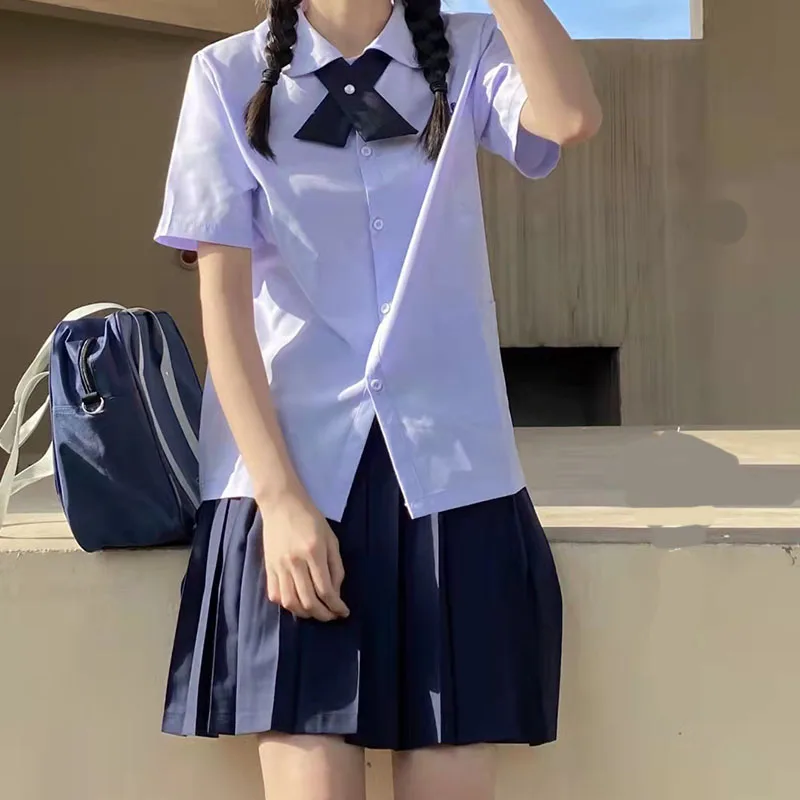 Thai School Uniform Round Neck JK Uniform Student Shirt Female Class Uniform Thai Shirt Taboo Girl High School Summer Suit