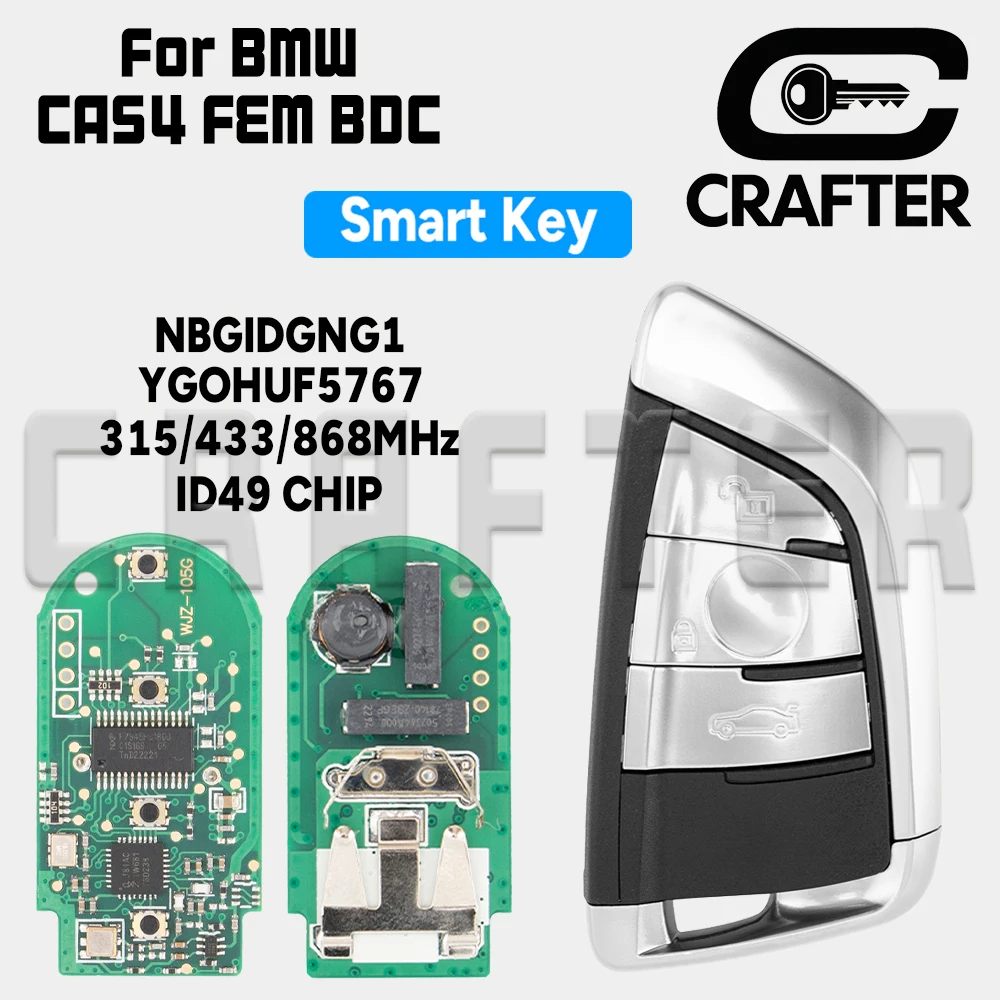 Ключ Crafters NBGIDGNG1 315/433/868 МГц ID49 Ключ смарт-карты для BMW 1-7 X1/3/5/6 F Series CAS4 FEM BDC Syst. YGOHUF5767 YGOHUF5662