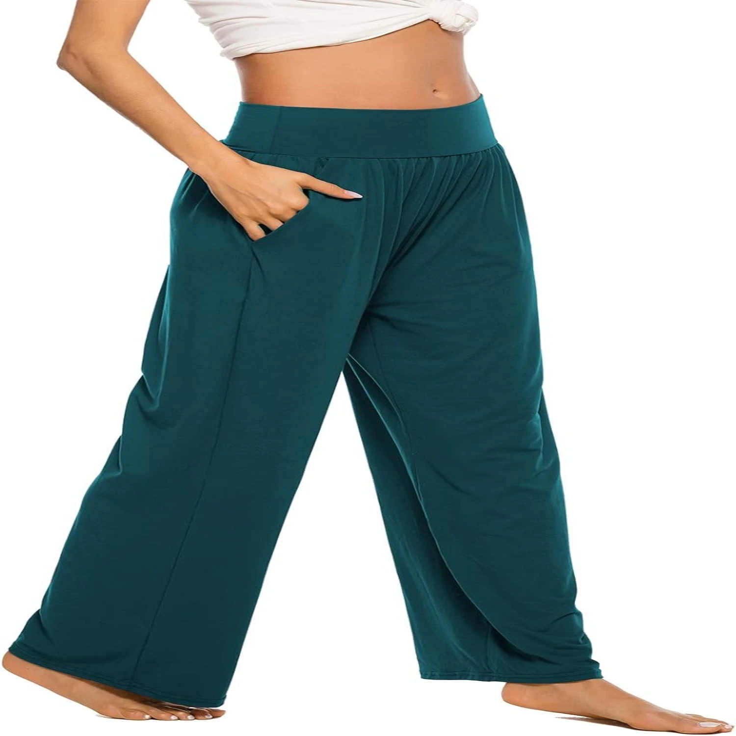 Cozy and Stylish ZJCT Womens Wide Leg Lounge Joggers Pants with Pockets for Ultimate Comfort during Yoga Casual Activities