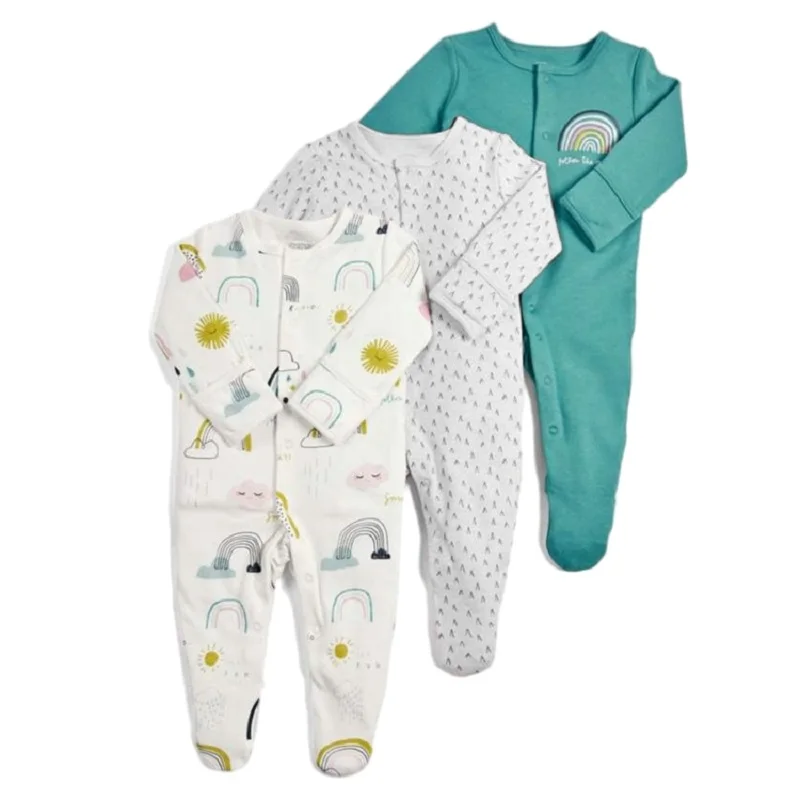 3 шт./партия Детские хлопковые комбинезоны с длинным рукавом