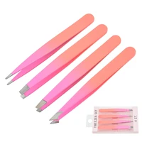 4pcs styles tip flat eyebrow tweezers stainless steel point tip slant hair removal beauty makeup tools accessory