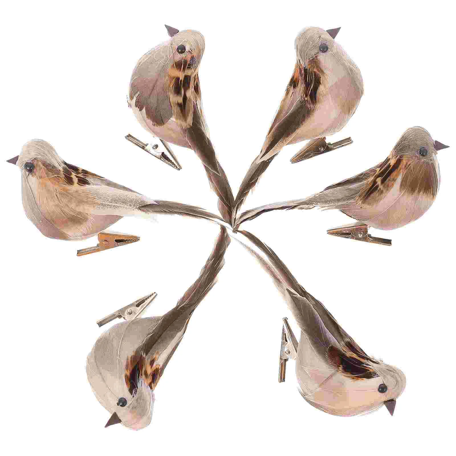 

6pcs Creative Simulation Bird Adornments Decorative Gardening Scene Props