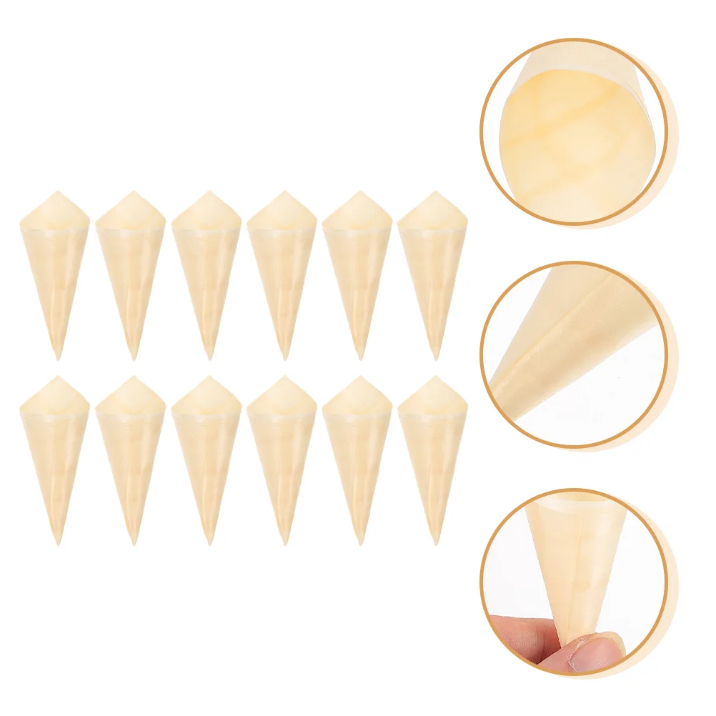 

Cones Cone Wood Charcuterie Wooden Disposable Candy Ice Cream Party French Wedding Holder Holders Waffle Fries Serving Appetizer