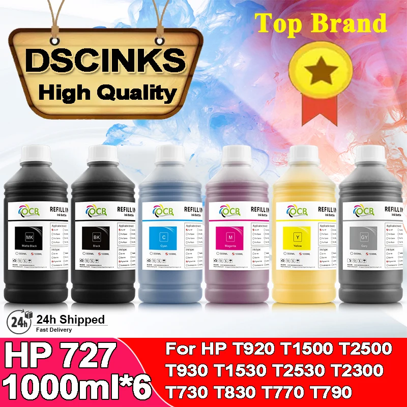 1000 мл * 6 727 72 пигментные чернила совместимые с принтером HP T770 T790 T1120 T1200 T620 T610 T920 T1500