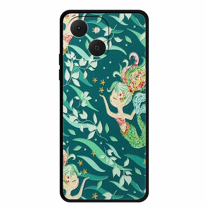 Чехол для телефона Tecno Spark 40C POP 10 Pro 4G, черный, 3D-рельефный, с цветочным узором, мягкий силиконовый чехол-накладка, защитная задняя крышка (art.: 3920db20c5670) - 3920db20c5670