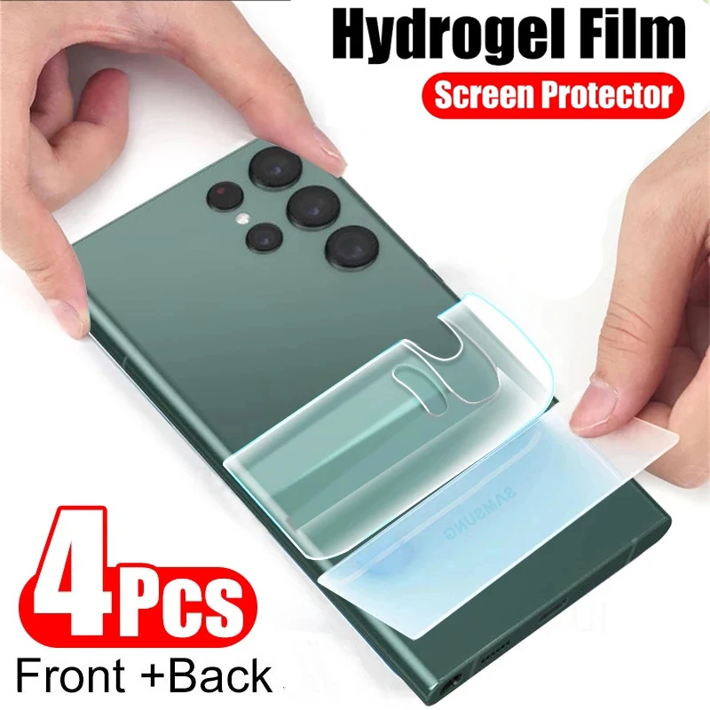 

4Pcs Hydrogel Film For Samsung S23 Galaxy S22 S21 Ultra S10 Plus S20 FE Samsung Note 20 10 Lite Front Back Film Screen Protector