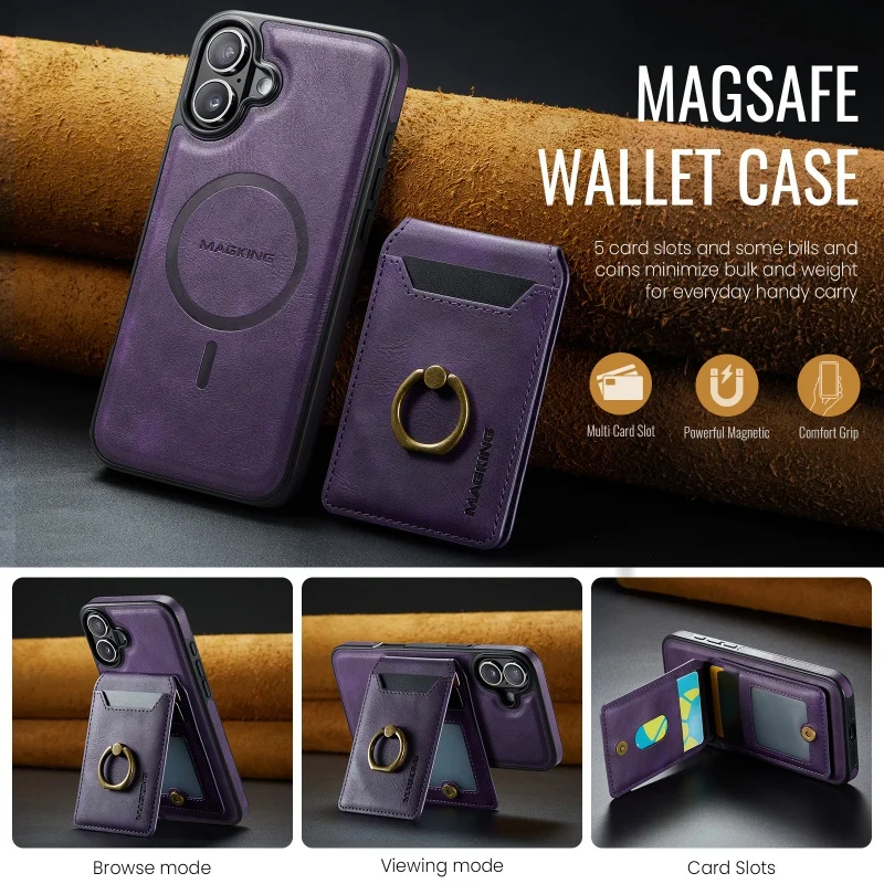 Новый кожаный магнитный чехол для телефона с сумкой карт iPhone 16 16Pro 16ProMax 15 15ProMax 14