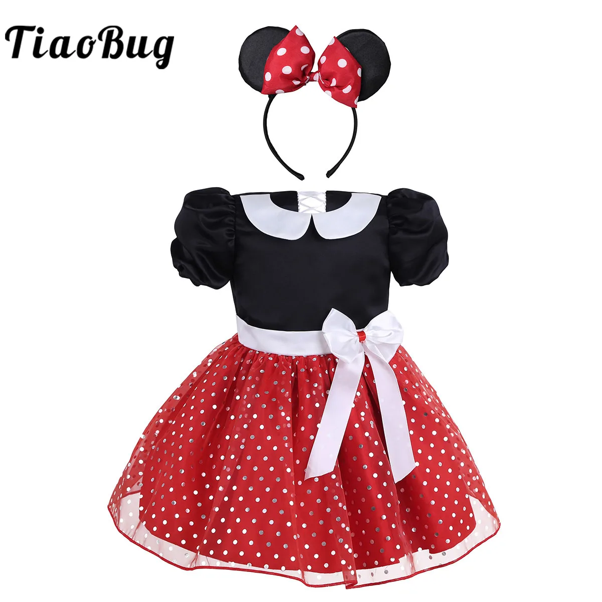 Купи Cartoon Mouse Cosplay Princess Tutu Dress Baby Girls Christmas Party Polka Dot Dress Up Clothes Performance Ballet Dancewear за 797 рублей в магазине AliExpress